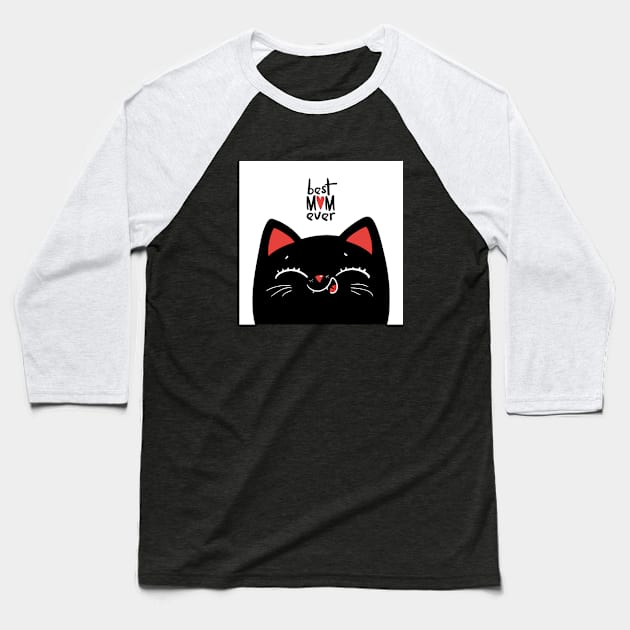 Best mom ever cat Baseball T-Shirt by Marysha_art